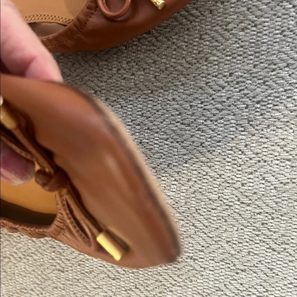TORY BURCH Brown Leather Ballet Flats 8